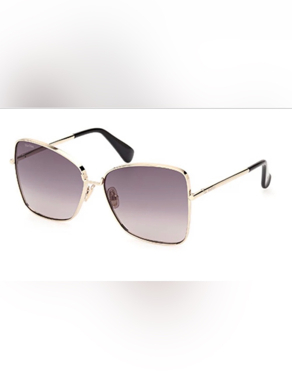 MaxMara Gold Metal Sunglasses with Gradient Gray Lenses